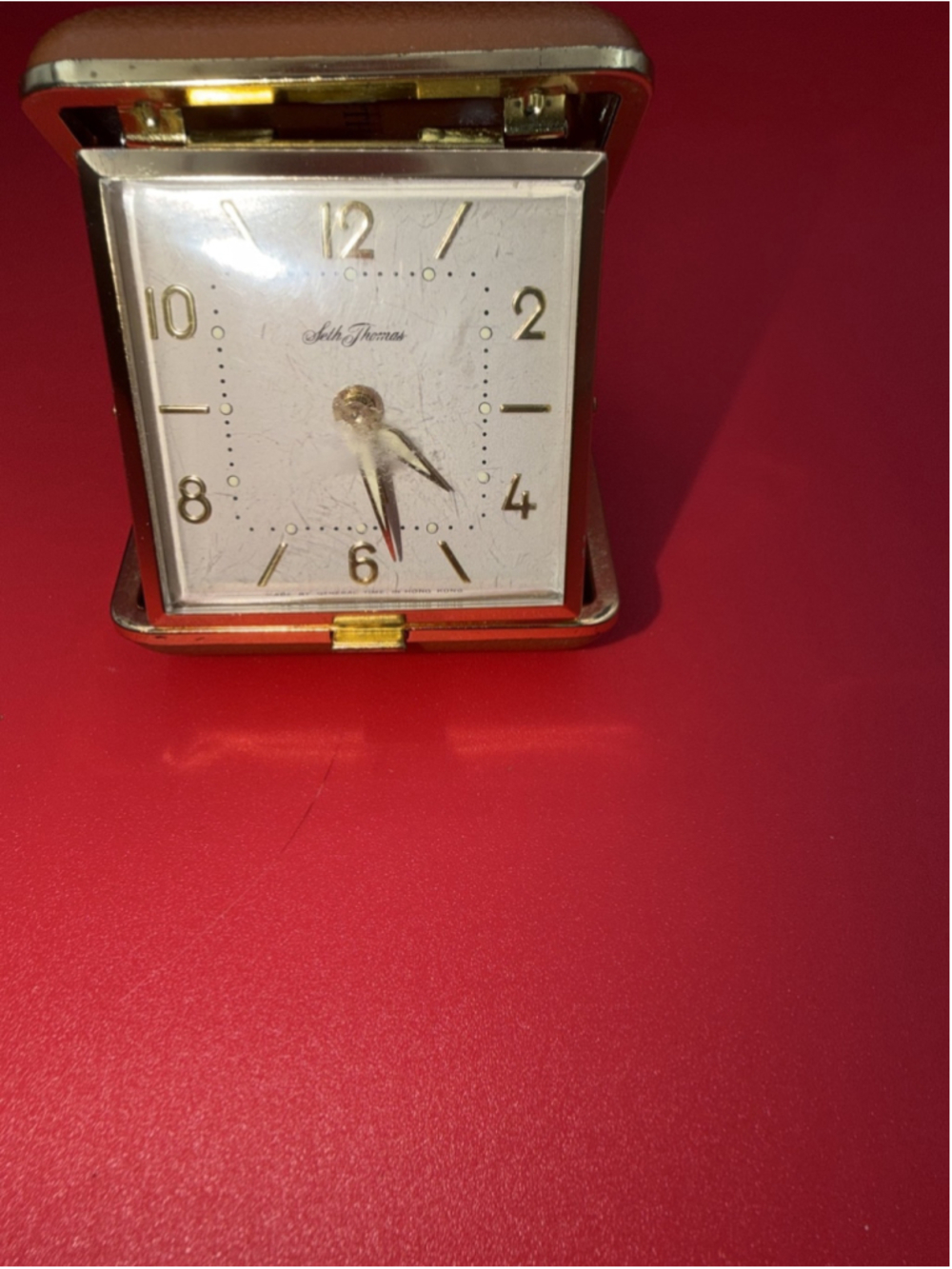 Seth Thomas Folding Travel Alarm Clock Vintage Clock Hands Glow In The Dark